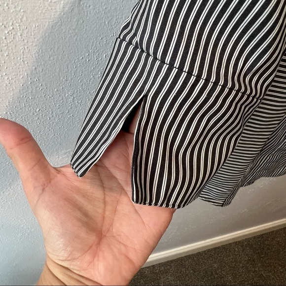 Lafayette 148 black white cotton spandex button up size small - Picture 4 of 6